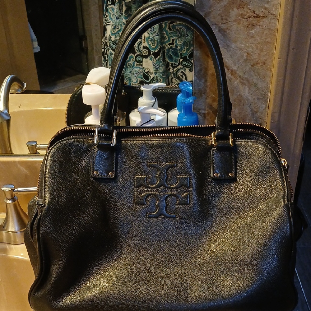 Tory Burch Black Textured Tote